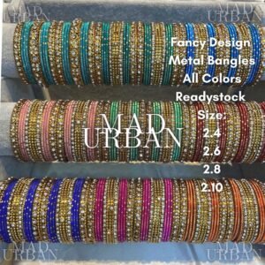 [1.1 OFFER] Indian Fancy Metal Bangles with Stones, Shiny Glitter and Design Mix Bangle Gelang Tangan Perempuan India