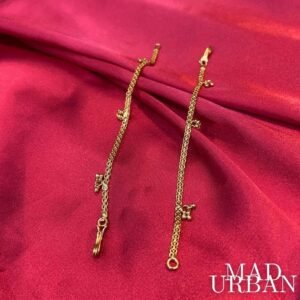 Traditional Gold Side Chain Mattals Indian Earring Gold Mattal Chain Simple and Light weight Mad Urban Subang Perempuan