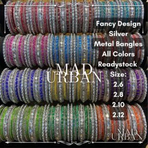 [PAYDAY OFFER] Indian Fancy Silver Bangle for 2 hands in 1 Color Set Bollywood Style Mad Urban Gelang Tangan India