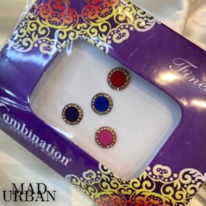 4 colors in one Sticker Bindi card with White Stones Skin Friendly Sticker Pottu Gum Mad Urban