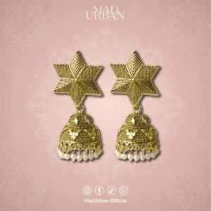 Star Copper with Dangling Pearl Jimiki Earring Traditional Indian Bollywood Fashion Mad Urban