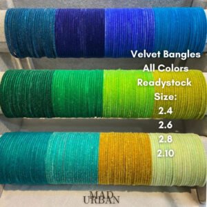 [BIG SIZES AVAILABLE] Fancy Velvet Bangle Set 24 Pieces in 1 Set Bollywood Fashion Gelang Tangan India Mad Urban