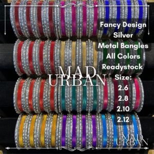 [FAST SELLING] Fancy Colorful Silver Metal Bangle Valaivi Size 2.6 to 2.12 Gelang tangan Bollwyood Mad Urban Jewelry