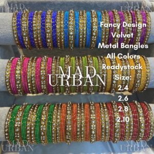 [CLEARANCE DAY] Indian Fancy Bangle Set with White Stones & No Glitter Design Mix Bangle Gelang Tangan Perempuan